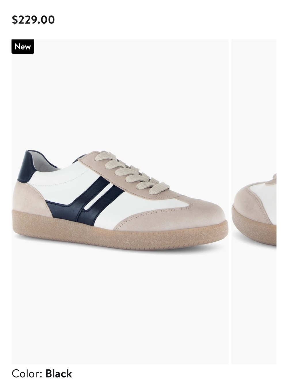 Gabor Women's White, Beige & Black Leather Sneaker